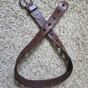 Dockers Brown Diamond Cutout Leather Belt - Size M